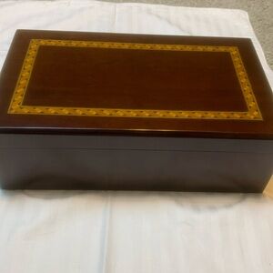 Vintage wood inlay jewelry box